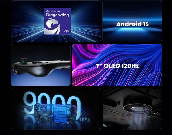 De Ayn Odin 3 Portal heeft een Snapdragon-processor en een accucapaciteit van 9000mAh.
