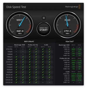 MacBook Air M1: Blackmagic-schijfsnelheidstest