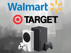 Walmart- en Target-logo&#039;s boven Xbox-consoles (bron: Walmart, Target, Xbox Wire met bewerkingen)