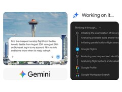 Gemini Spark verwerkt een zoekopdracht voor vluchten in Chrome en start het boekingsproces