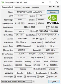 GPU-Z Nvidia RTX A3000