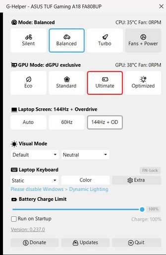 Hoofdscherm - uiterst minimaal en eenvoudig te navigeren