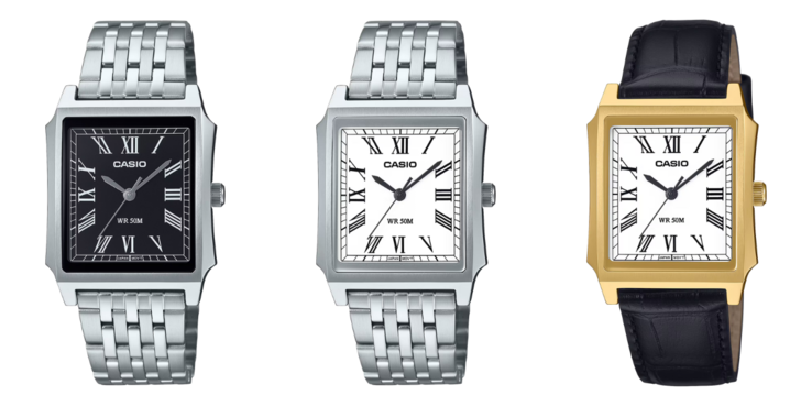 Van links naar rechts: de Casio MTP-B190D-1BV, MTP-B190D-7BV en MTP-B190GL-7BV horloges. (Afbeeldingsbron: Casio)