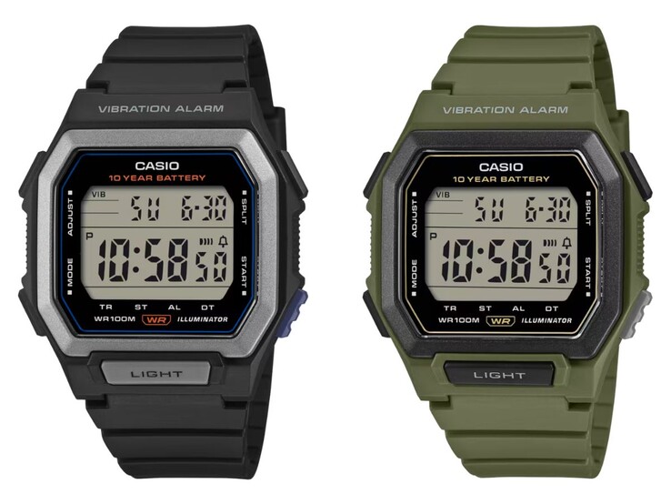 De Casio W-738H-1AV (links) en W-738H-3AV (rechts) horloges
