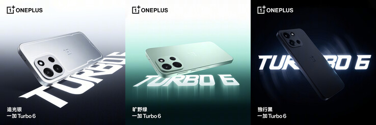 Drie kleuropties van de Turbo 6 (Afbeelding bron: OnePlus)