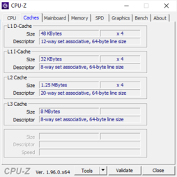 CPU-Z systeem info: Cache
