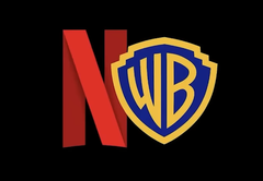 Een fusie met WB HBO Max zou van Netflix het belangrijkste streamingplatform maken. Logo&#039;s van Netflix en WB afgebeeld. (Afbeelding Bron: @actionecomics op X)