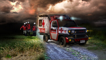Toyota toonde ook een ambulancevoertuig van het Rode Kruis op basis van de IMV 0. (Afbeelding bron: Toyota)