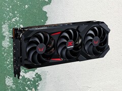 De Radeon RX 9070 GRE is naar verluidt een verkleinde versie van de RX 9070 (PowerColor RX 9070 hier afgebeeld). (Afbeelding bron: PowerColor, Unsplash, bewerkt) 