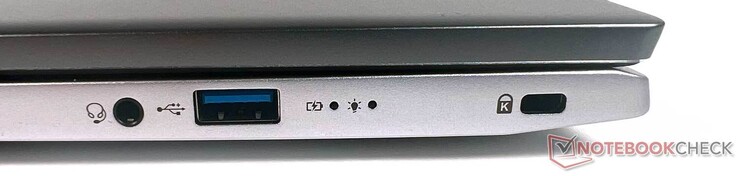 Rechts: 1x 3,5 mm aansluiting, 1x USB type-A 3.1 gen. 1, 1x Kensington