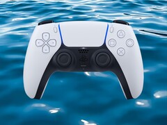 DualSense PS5-controller getoond ondergedompeld in water (Afbeelding bron: Sony PlayStation met bewerkingen)