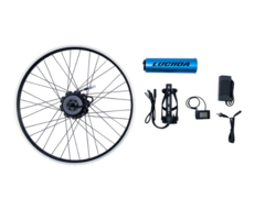 De LUCIIDA e-bike kit bevat een gemotoriseerd wiel en een op het stuur gemonteerde LCD. (Beeldbron: LUCIIDA)