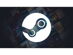 Een promotionele afbeelding voor Steam met een groot platformlogo in het midden op een vervaagde zwarte achtergrond met verschillende gametitelhoezen onscherp in beeld. (Afbeelding Bron: Steam)