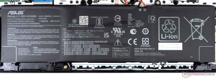 De 50 WHr batterij van de VivoBook 15X biedt zeer goede looptijden