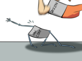 Een karikatuur van AMD die de falende CPU's van Intel verplettert. (Afbeeldingsbron: Eigenaars)