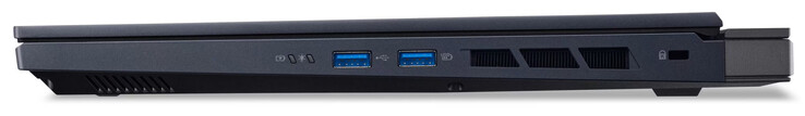 Rechterkant: 2x USB 3.2 Gen 2 (USB-A), sleuf voor een Kensington-slot