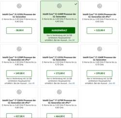 Selectie en toeslagen van de beschikbare CPU's