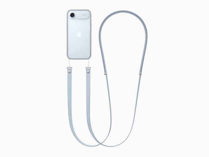 De iPhone Air Crossbody Strap in lichtblauwe kleur.(Afbeeldingsbron: Apple)
