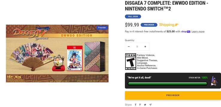 Disgaea 7 Compleet: Ewwdo Edition voorraadstatus (Afb. bron: screenshot, NIS America)