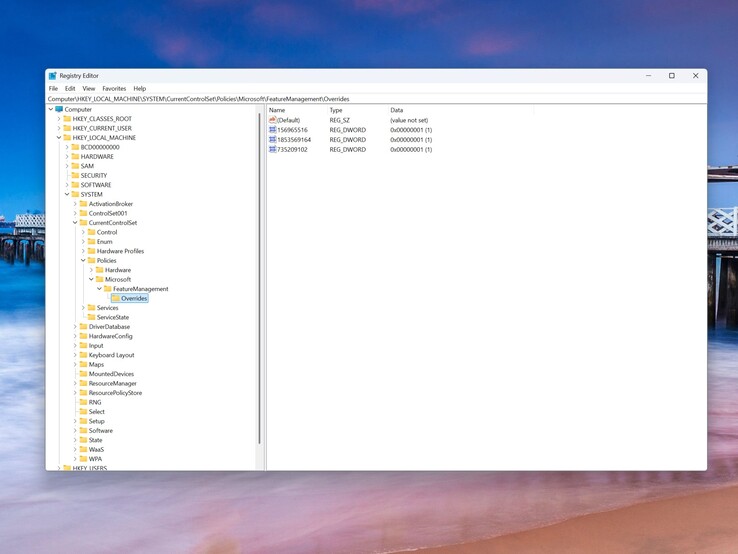 Zo ziet het bijbehorende registerpad eruit na het toevoegen van de drie vermeldingen.