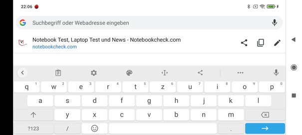 Toetsenbord in landschapsmodus