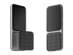 De Sidephone SP-01 (afbeelding) heeft een verwisselbaar toetsenbord, met unieke opties zoals een QWERTY- of een T9-indeling. (Afbeeldingsbron: Sidephone)