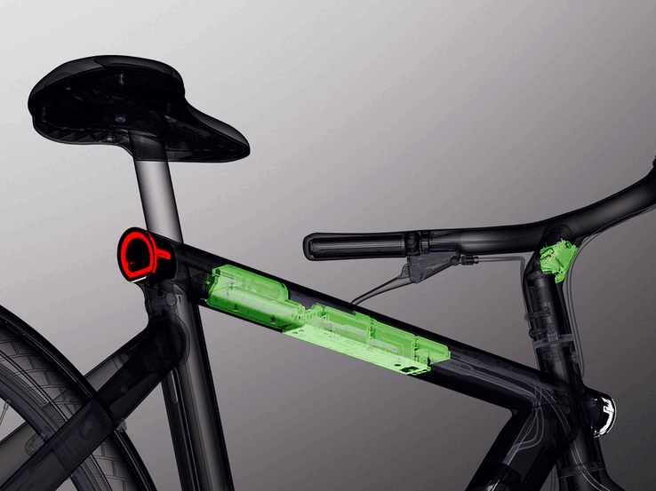 De VanMoof S6-serie heeft een niet-verwijderbare batterij van 487 Wh (Afbeelding bron: VanMoof)