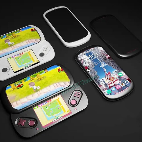 Conceptbeelden wijzen erop dat de Anbernic Slide ook als smartphone kan worden gebruikt. (Afbeeldingsbron: via Nittrx)