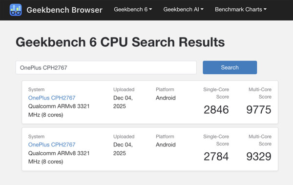 (Afbeeldingsbron: Geekbench)