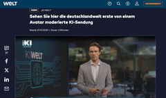 KI-Welt: Welt TV lanceert eerste volledig door AI geproduceerde nieuwsshow in Duitsland (Afbeeldingsbron: Welt TV)
