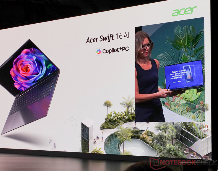 De Acer Swift 16 AI met Intel Panther Lake-chips komt volgend jaar uit. (Afbeeldingsbron: Notebookcheck)