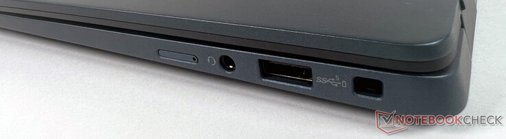 Rechts: 1x nano SIM-kaartsleuf, 1x audio, 1x USB-A, 1x Kensington