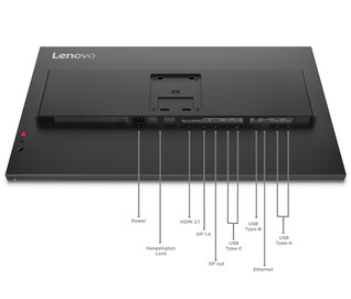 De ThinkVision P32UD-40 heeft een groot aantal poorten (Afbeelding bron: Lenovo)
