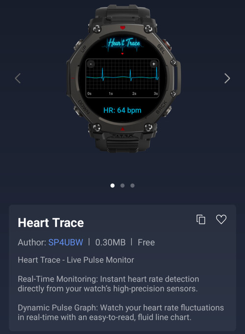 De Heart Trace app voor Amazfit smartwatches
