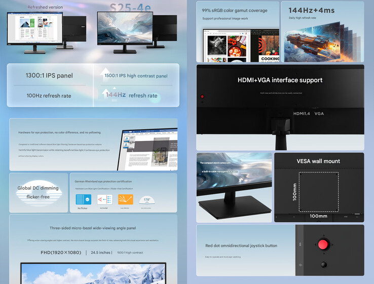 Belangrijkste kenmerken van de ThinkVision S25-4e (Afbeelding bron: Lenovo - machine vertaald)