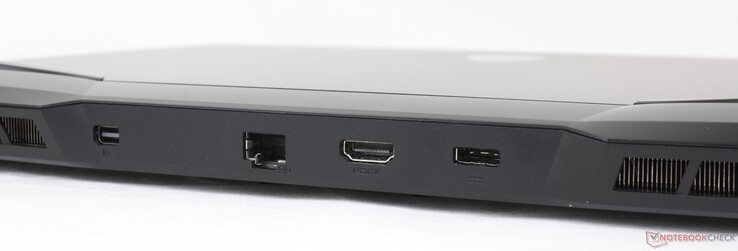 Achterkant: Mini-DisplayPort, 2,5 Gbps RJ-45, HDMI 2.0, AC-adapter