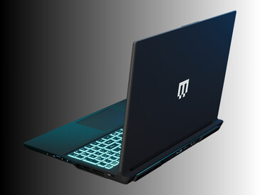 Maingear Super 16 gaming laptop achteraanzicht onder een hoek (Afbeelding bron: Maingear PR)