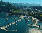 Een afbeelding van een futuristische stad in Anno 2205.