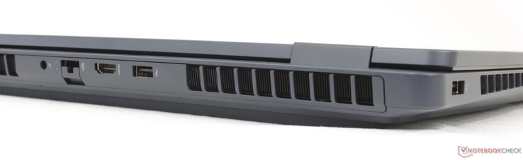 Achterzijde: AC-adapter, RJ-45 (1 Gbps), HDMI 2.1, USB-A (10 Gbitps)