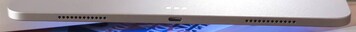 Rechts: luidspreker, USB-C poort. Bovenaan op de foto: dockingpoort