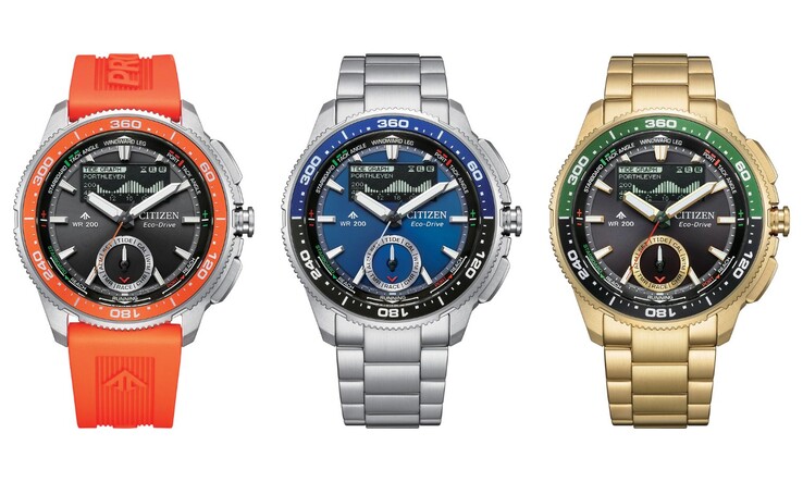 Van links naar rechts: de Citizen Promaster WaveTracker JV3000-13E, JV3006-50L en JV3002-51E horloges