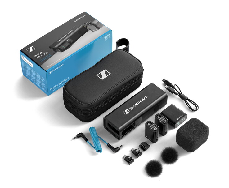 De Profile Wireless en alles wat erbij in de doos zit. (Bron: Sennheiser)