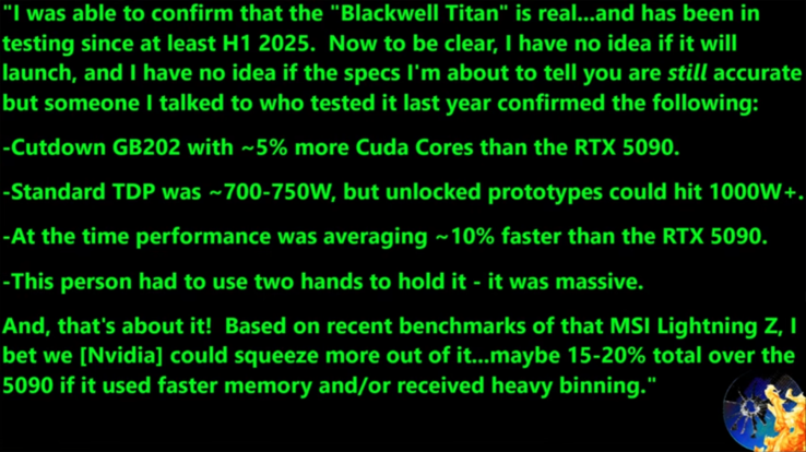 RTX 5090 Ti/Zwarte Titan specs 