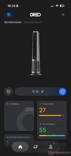 Overzicht in de Dreo-app