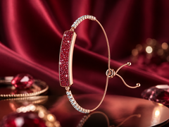 De Inllie Luna Light armband in gouden afwerking met rode moissaniet accenten