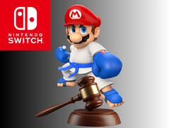 Een vechtende Mario stond boven de voorzittershamer van de rechter (Afbeelding bron: Nintendo of America, bewerkt)