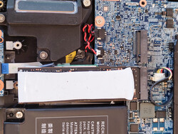 De SSD met zijn thermische pad en vrije SSD-sleuf