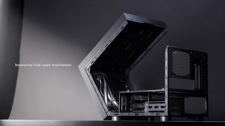 De Cube PC-behuizing heeft een constructie van koolstofstaal en een behoorlijk interessant openingsmechanisme. (Afbeeldingsbron: Chieftec)