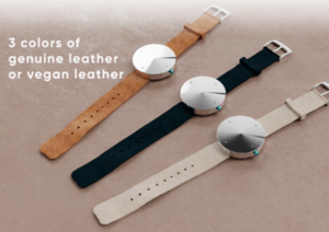 De kleuren van het STUND horlogebandje - licht zand, cognacbruin, middernachtblauw (Afbeelding bron: INDEMAND op Indiegogo)