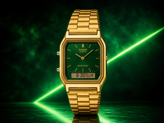 Het Casio AQ-230GA-3AMQY-horloge heeft een goudkleurig uiterlijk